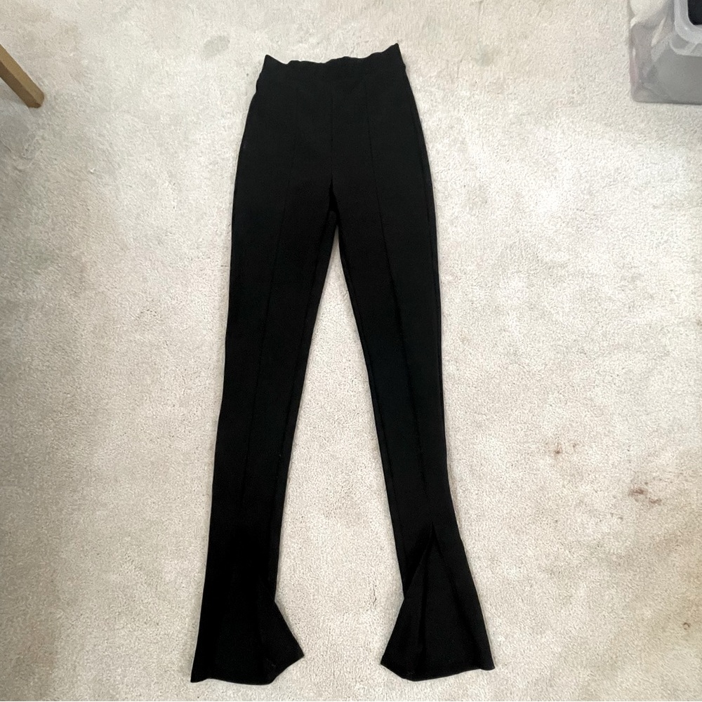 Black high waist skinny flare pants